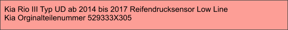 Kia Rio III Typ UD ab 2014 bis 2017 Reifendrucksensor Low Line Kia Orginalteilenummer 529333X305